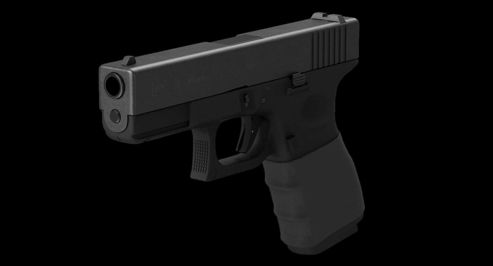 Glock 19 Handle Low-poly 3D model_1