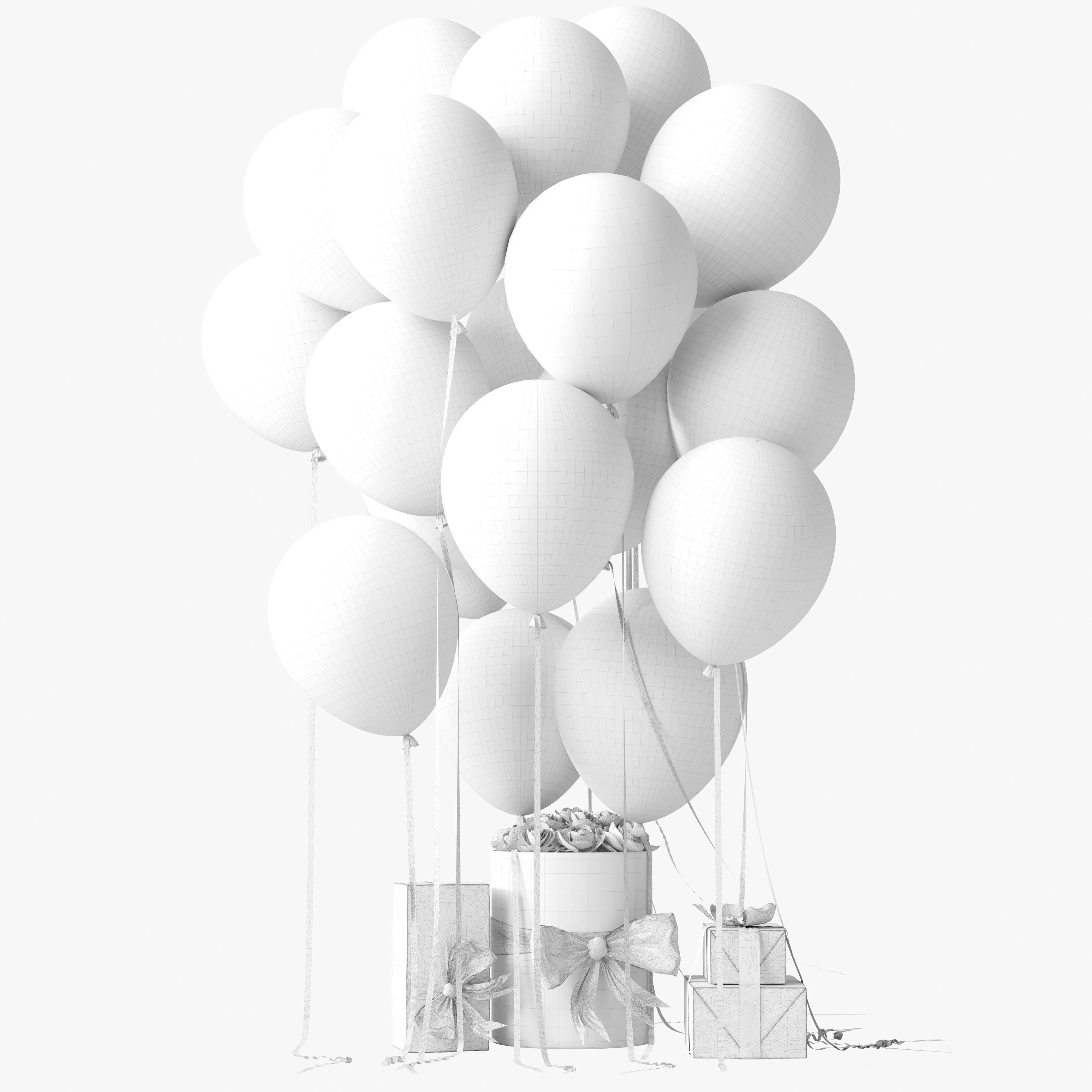 Gift - surprise with balloons Present 3D model_1