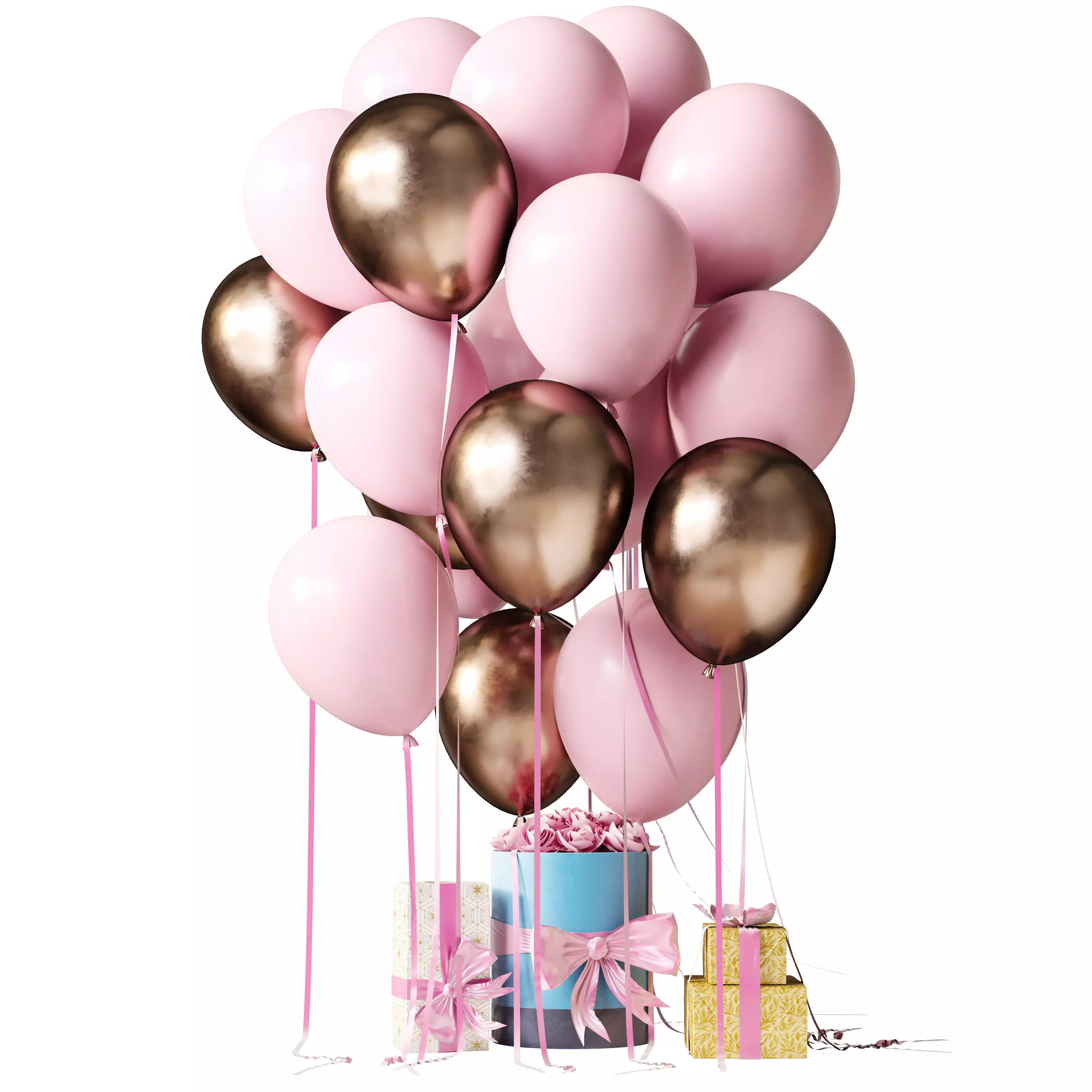 Gift - surprise with balloons Present 3D model_0