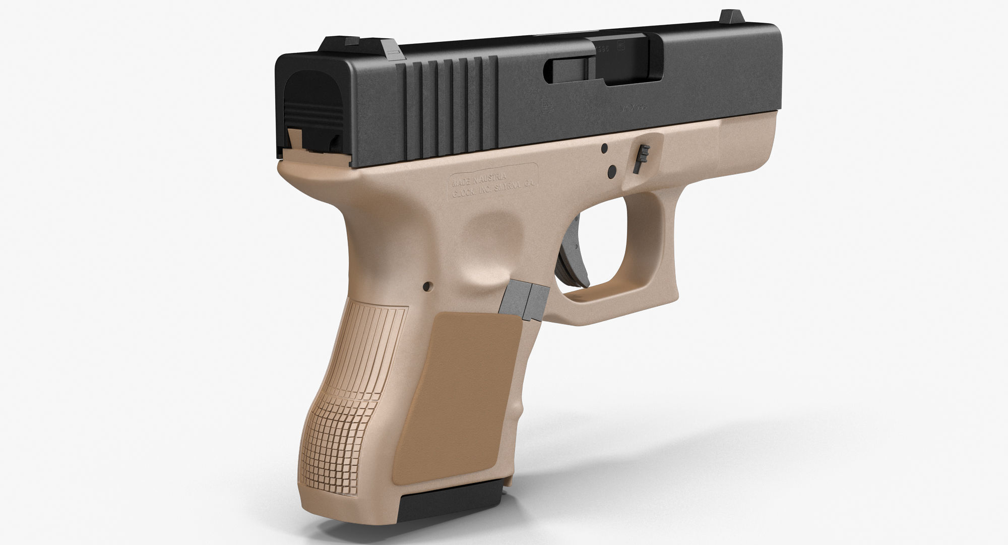 Glock 26 Brown Low-poly 3D model_6