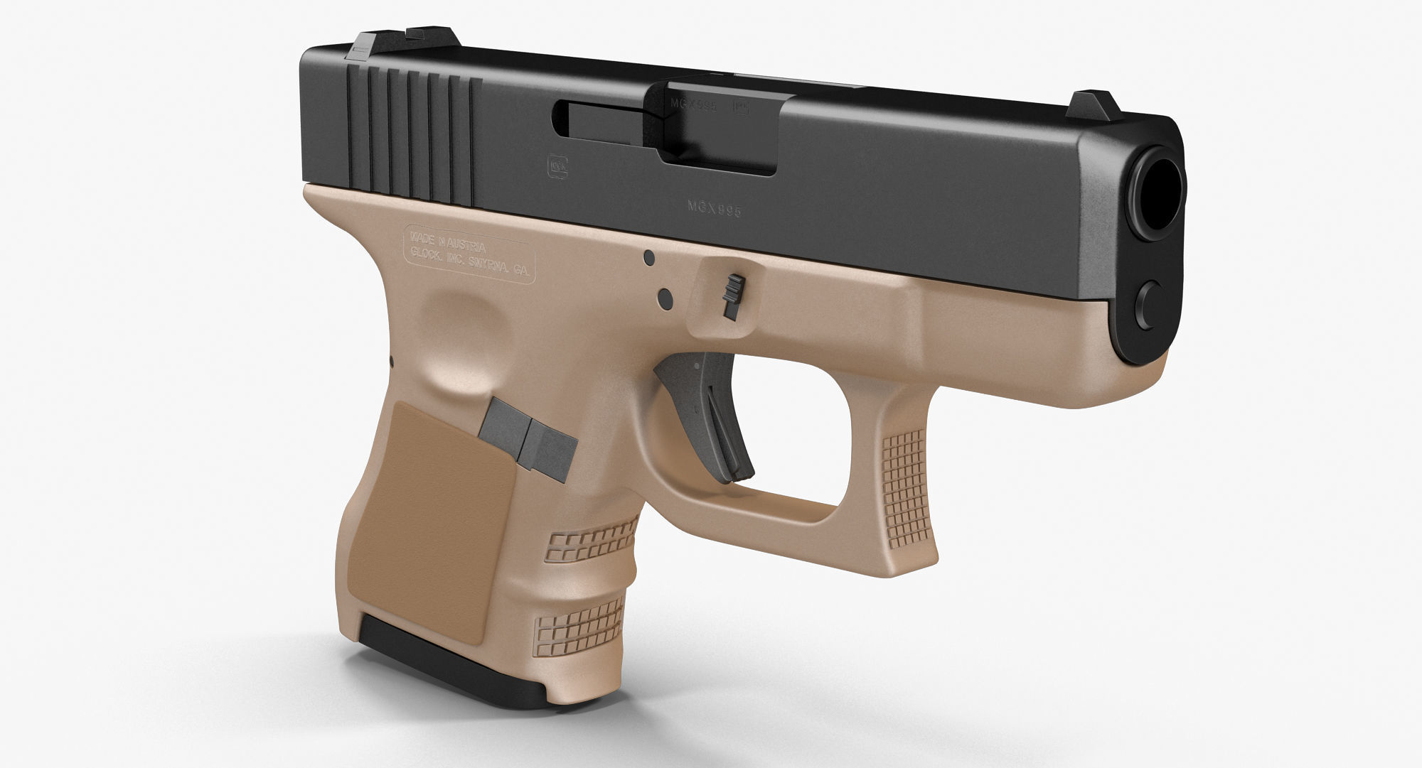Glock 26 Brown Low-poly 3D model_9
