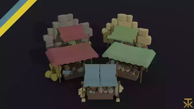 Cartoon eastern market Polygonal Style