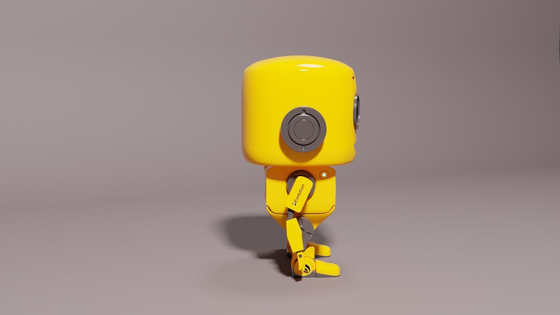 Cute Yellow Robot Kid 3D model_10