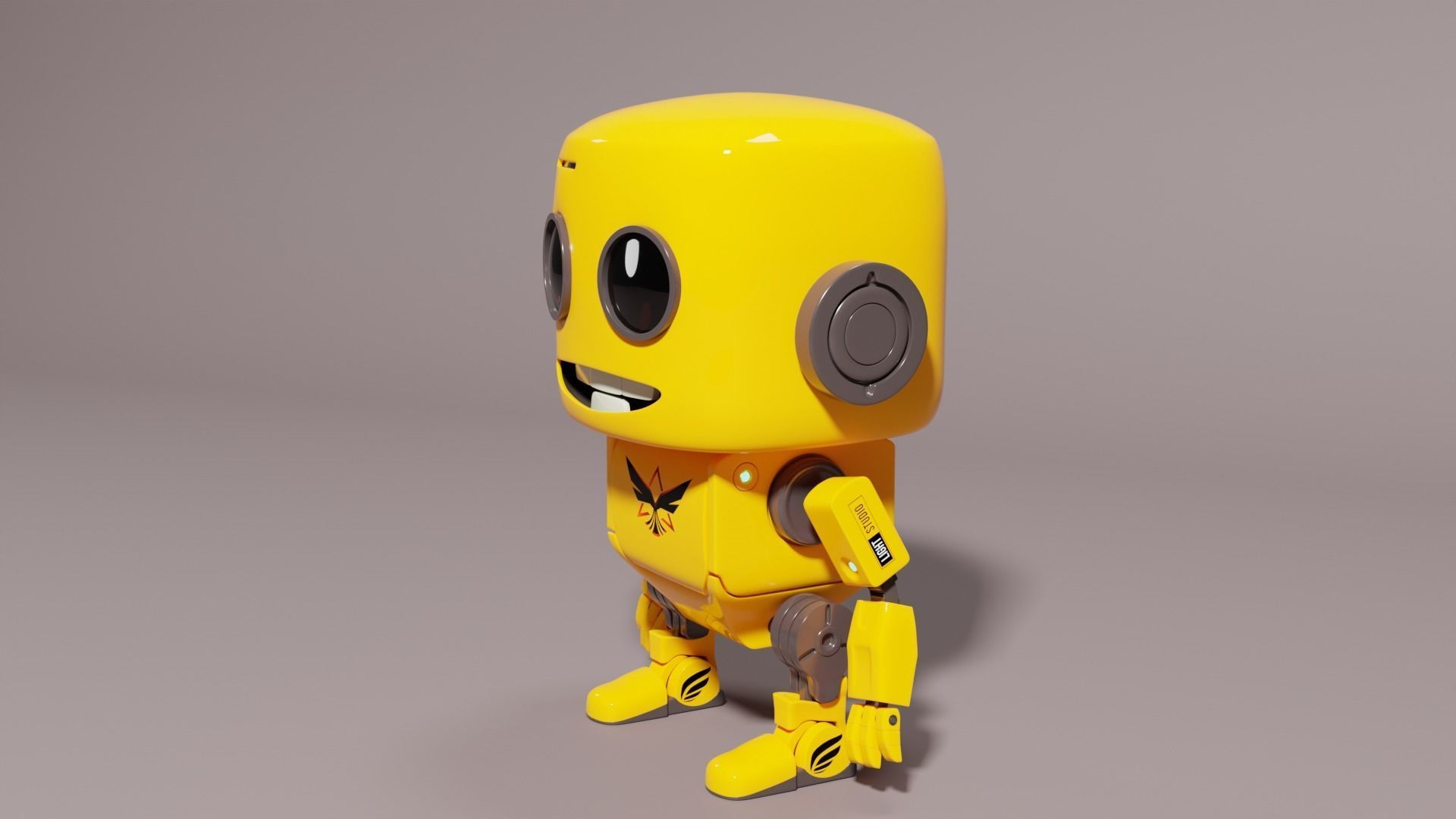Cute Yellow Robot Kid 3D model_5