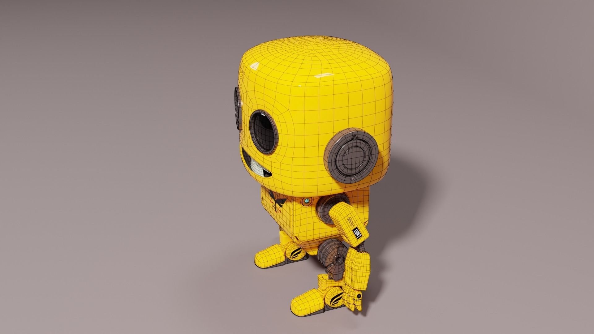 Cute Yellow Robot Kid 3D model_16
