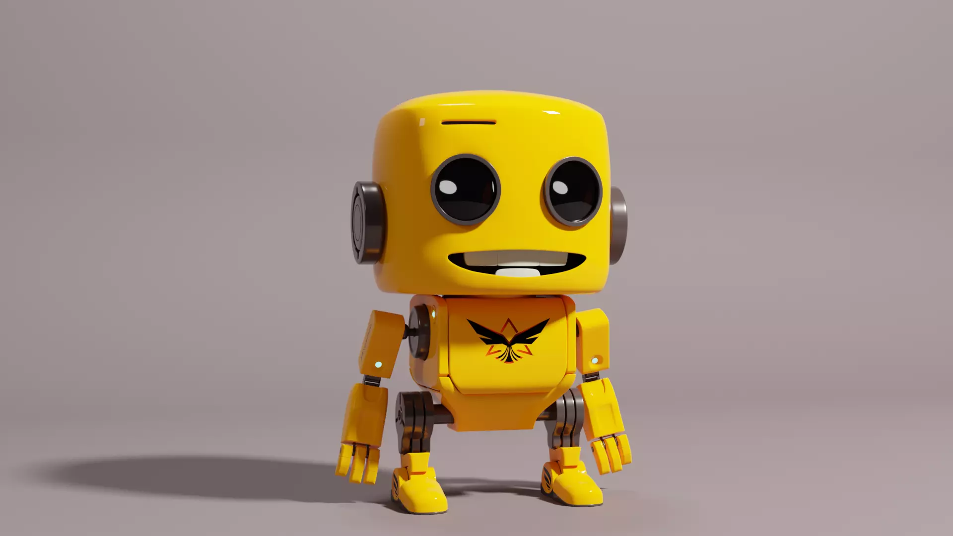 Cute Yellow Robot Kid 3D model_0