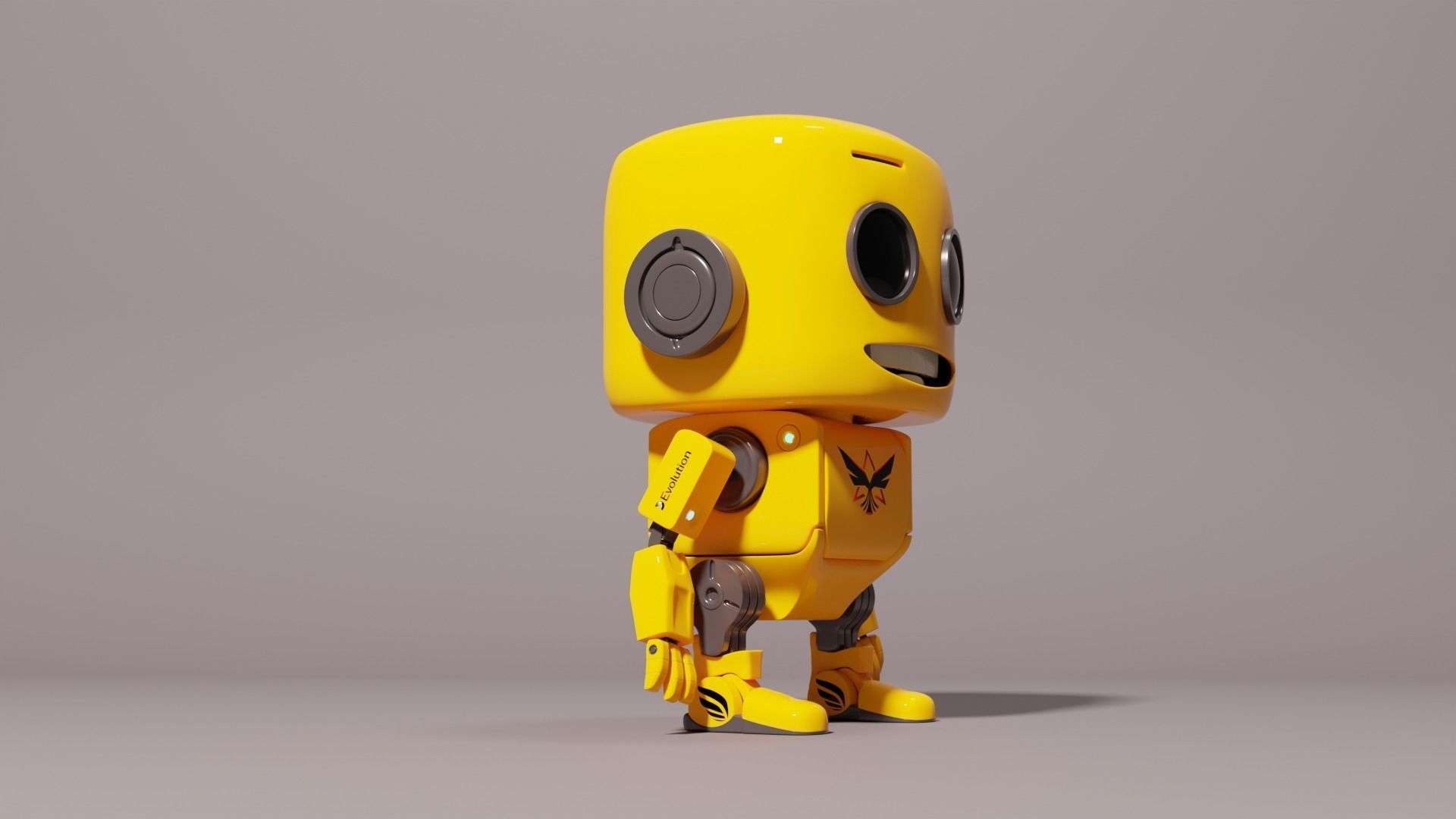 Cute Yellow Robot Kid 3D model_11
