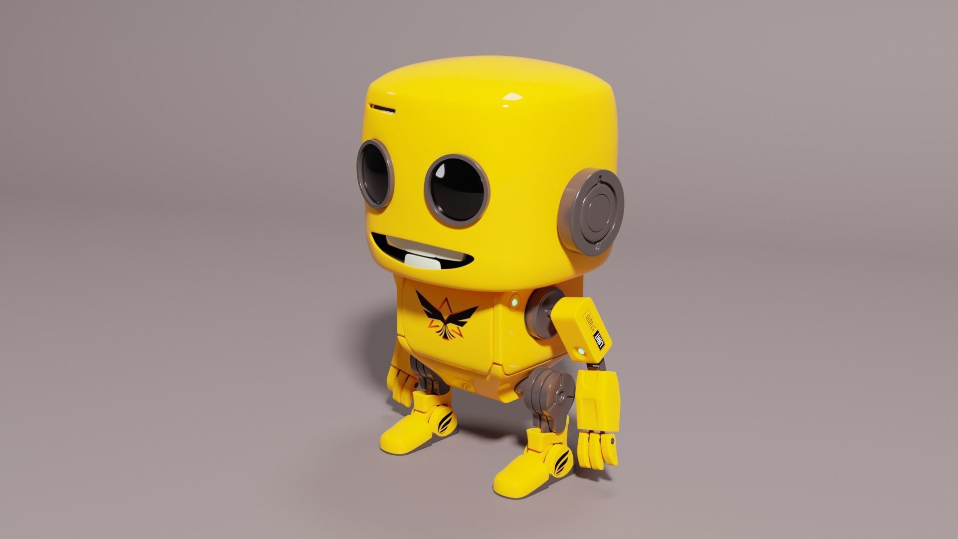 Cute Yellow Robot Kid 3D model_4