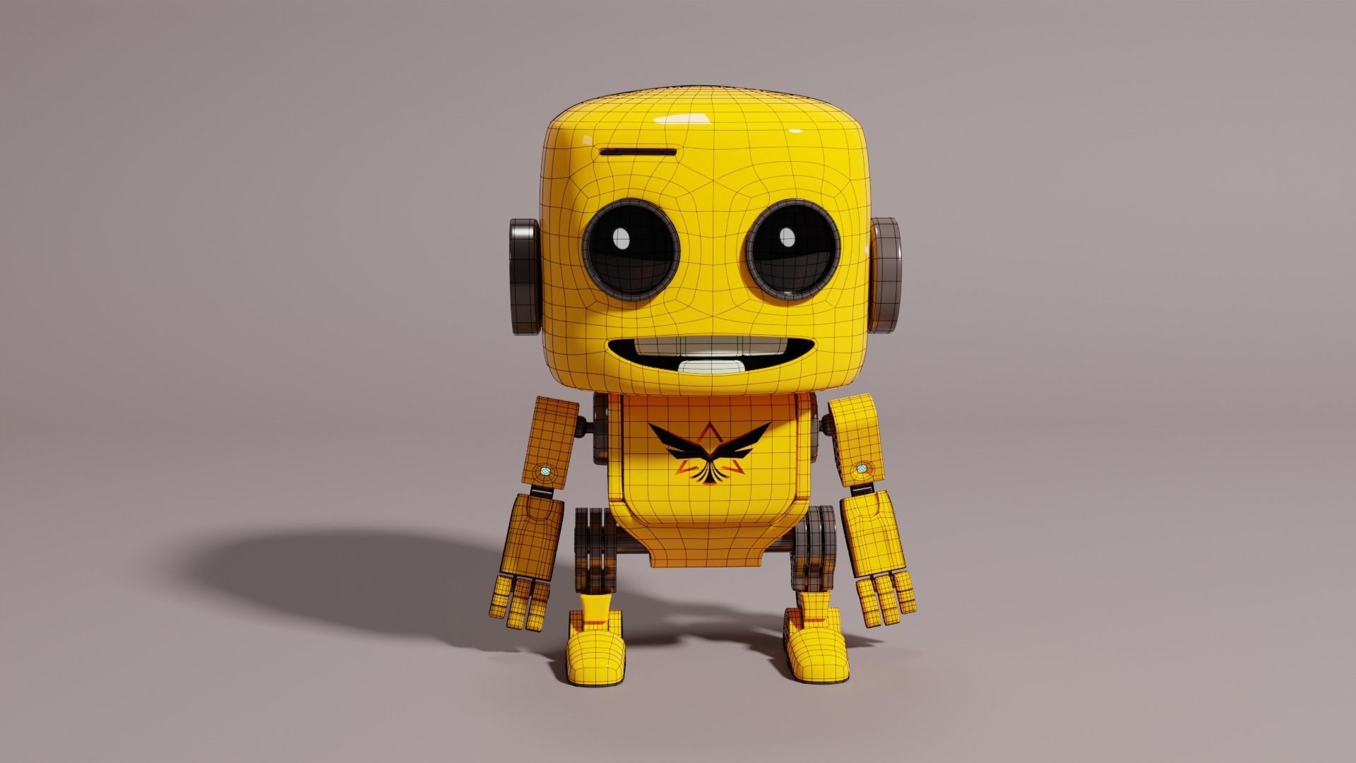 Cute Yellow Robot Kid 3D model_15