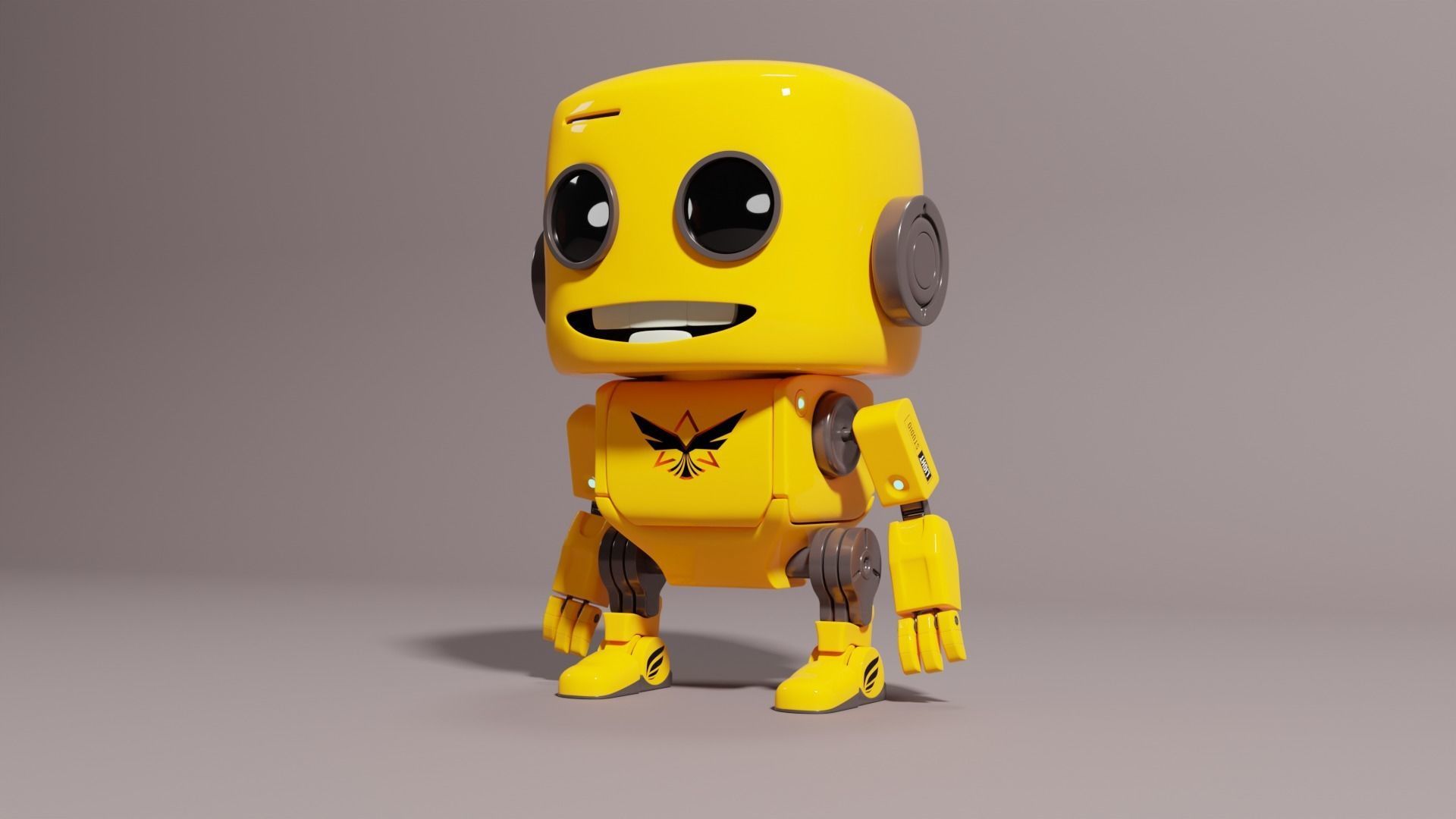 Cute Yellow Robot Kid 3D model_3