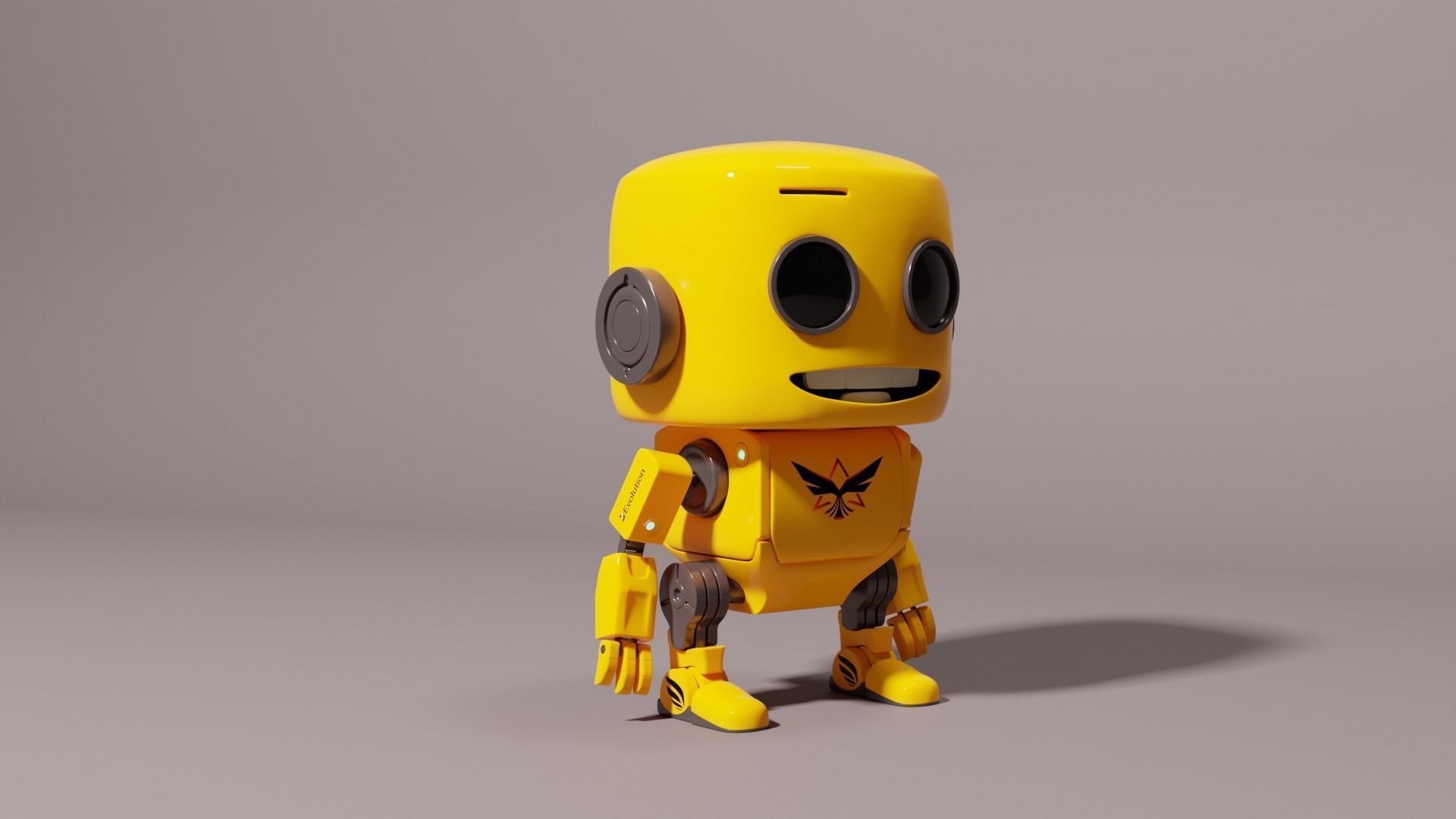 Cute Yellow Robot Kid 3D model_12