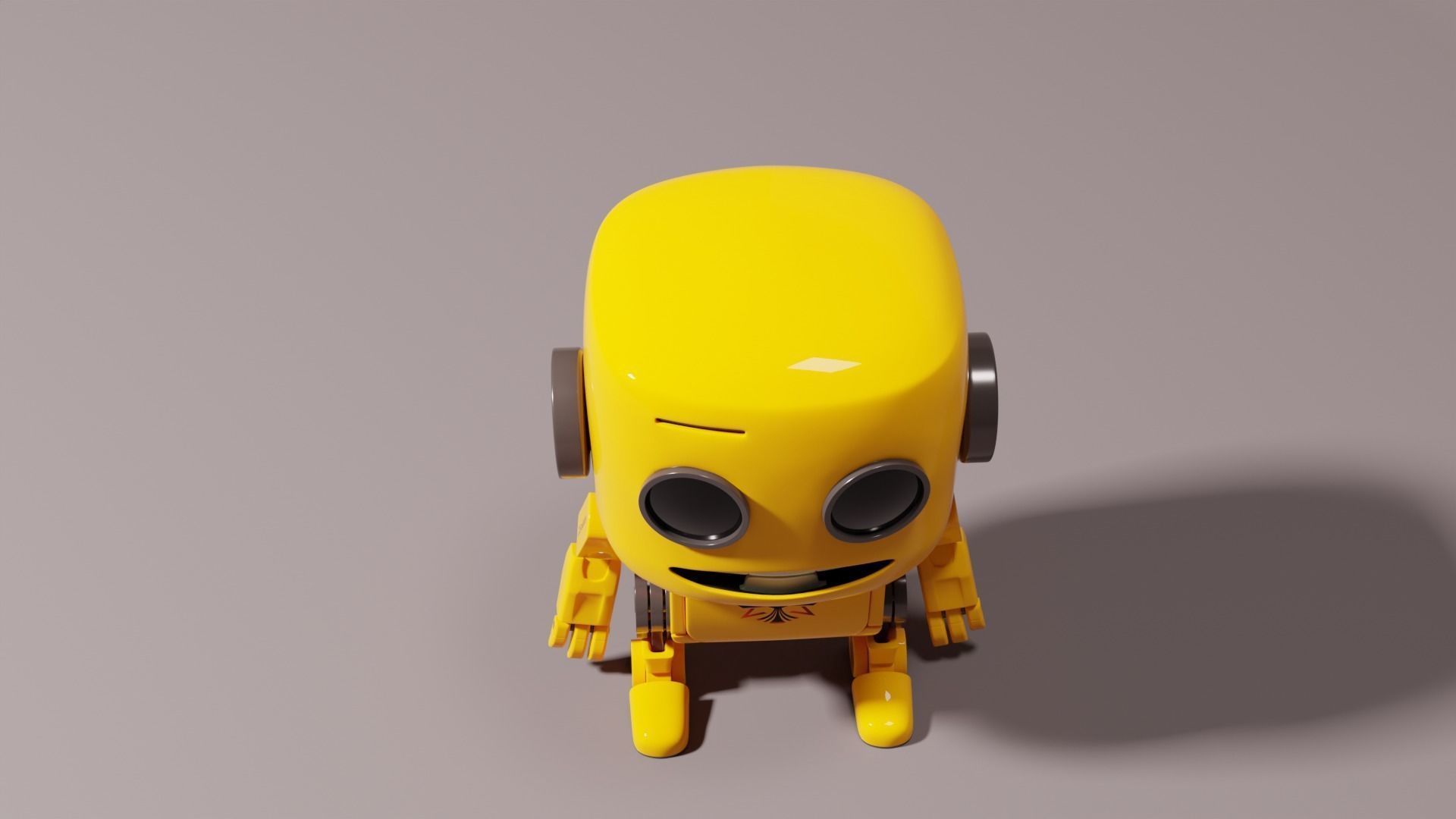 Cute Yellow Robot Kid 3D model_14