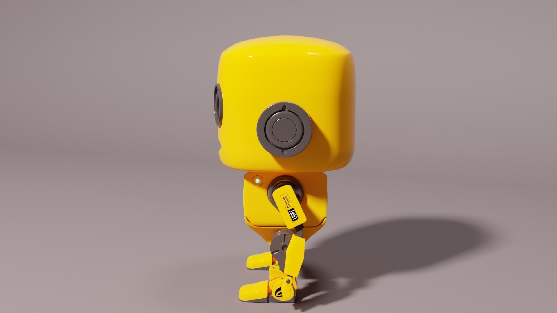 Cute Yellow Robot Kid 3D model_6