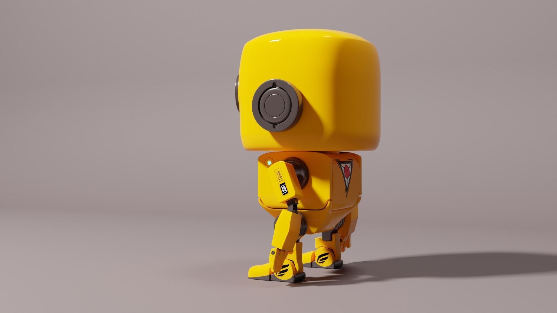 Cute Yellow Robot Kid 3D model_7
