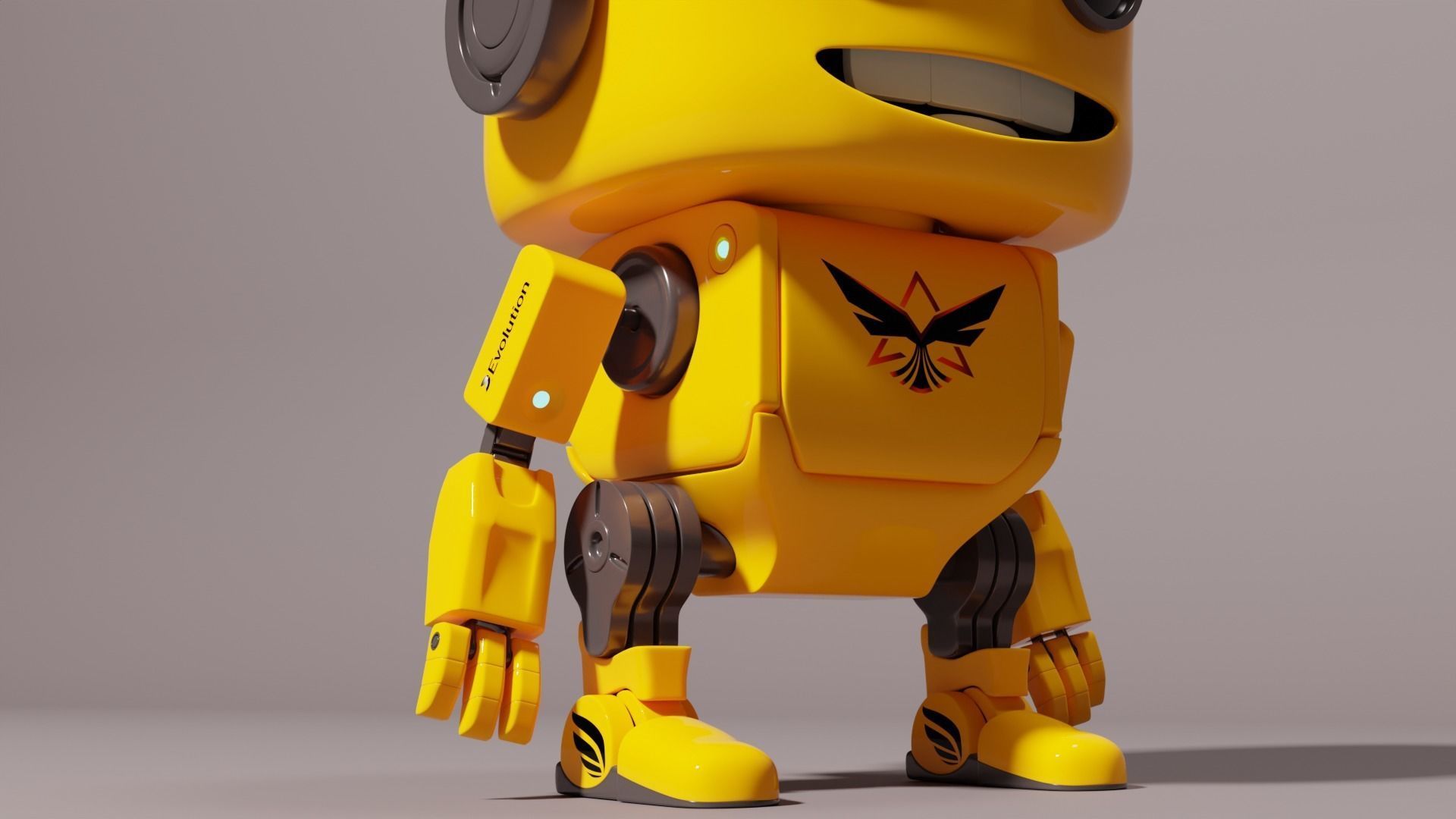 Cute Yellow Robot Kid 3D model_13