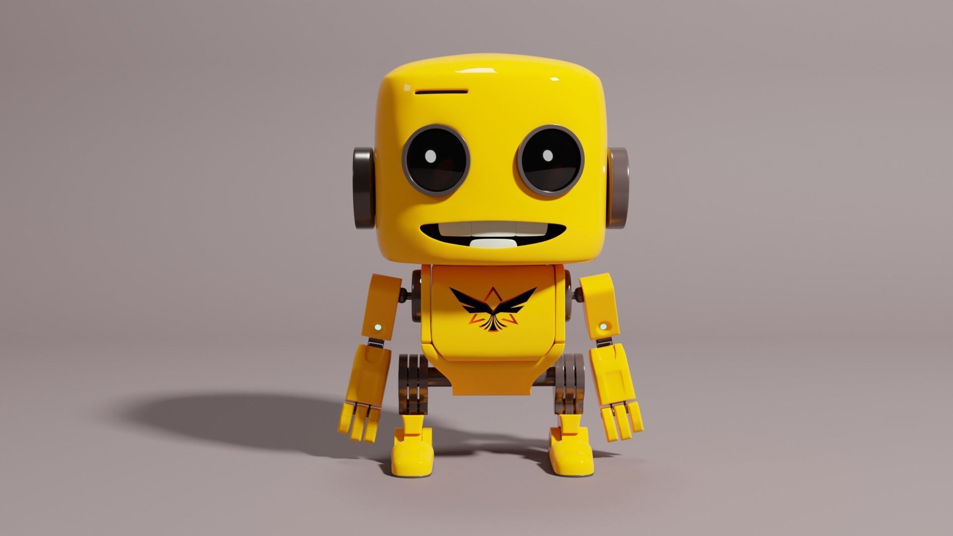 Cute Yellow Robot Kid 3D model_1