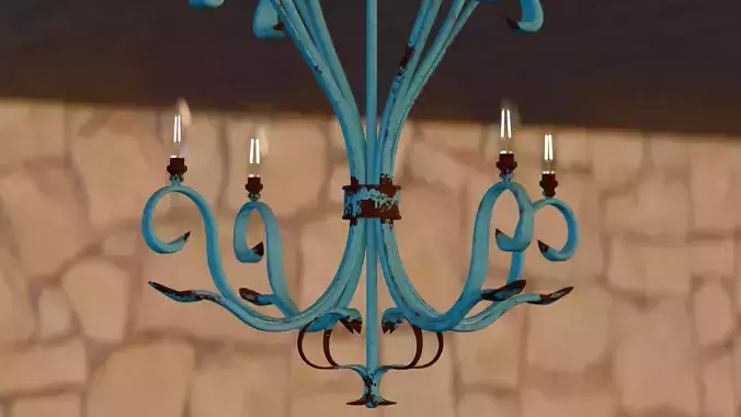 Beach house ceiling chandelier rusted 3d model 