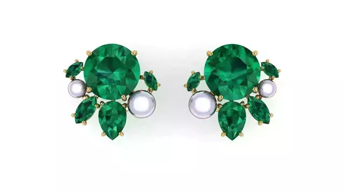 Gems and Pearls Stud Earring