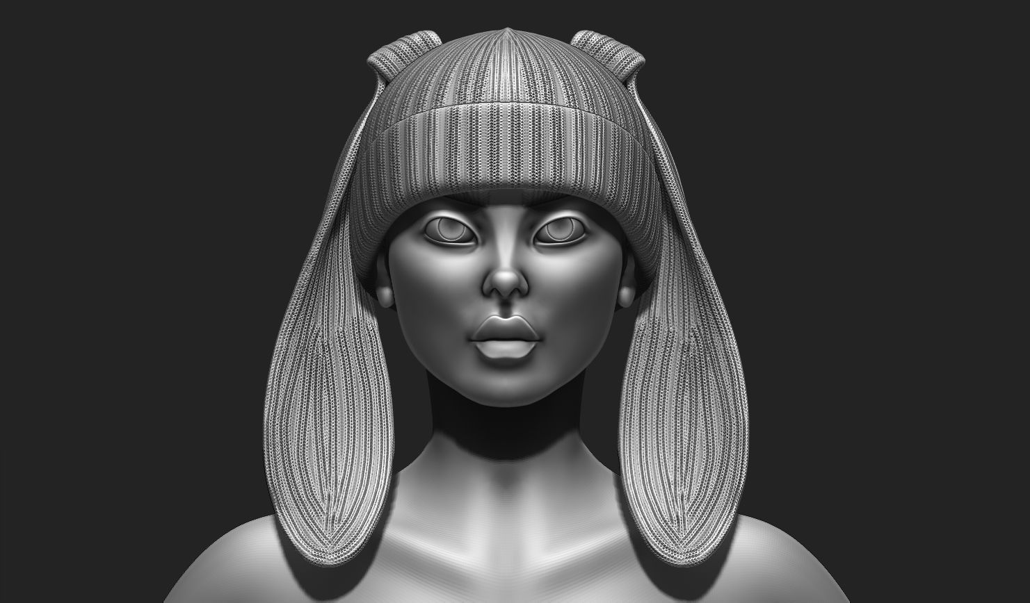 Rabbit Beanie Hat Cap - COMMERCIAL USE - WOLVES STUDIO Low-poly 3D model_6