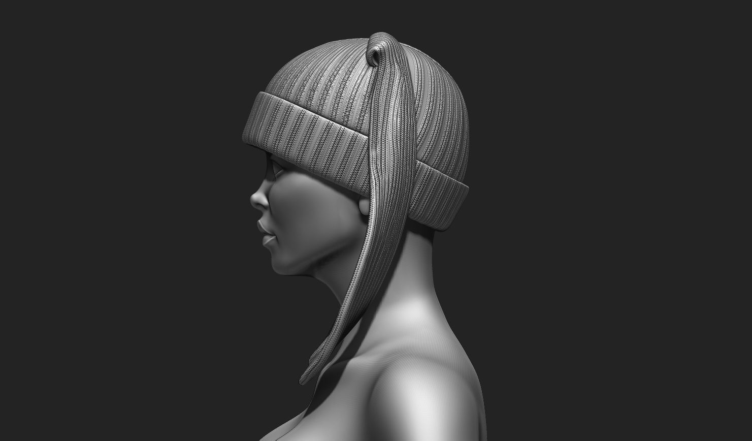 Rabbit Beanie Hat Cap - COMMERCIAL USE - WOLVES STUDIO Low-poly 3D model_5