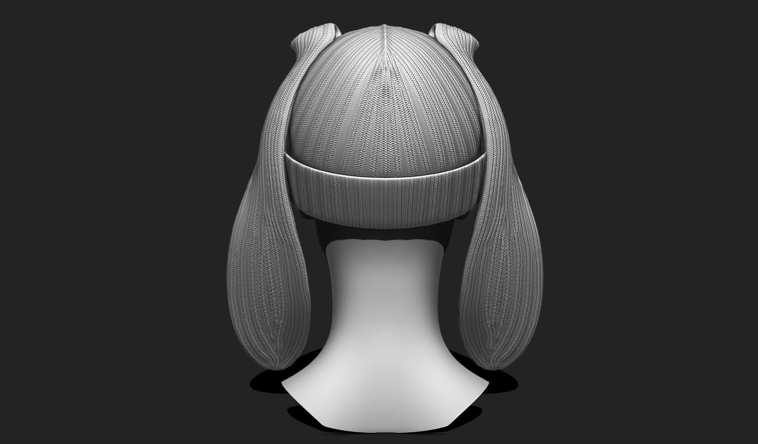 Rabbit Beanie Hat Cap - COMMERCIAL USE - WOLVES STUDIO Low-poly 3D model_11