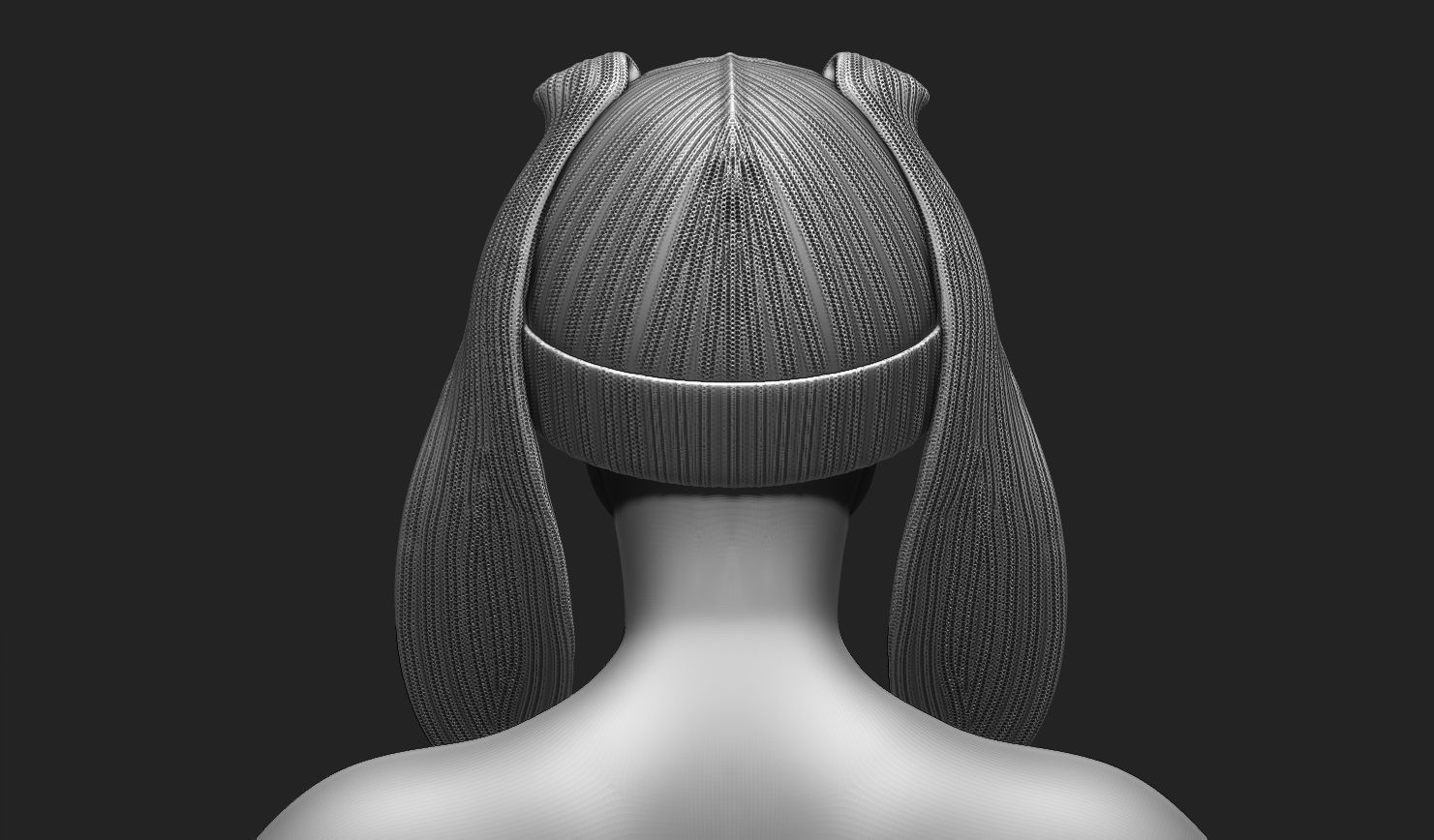 Rabbit Beanie Hat Cap - COMMERCIAL USE - WOLVES STUDIO Low-poly 3D model_4