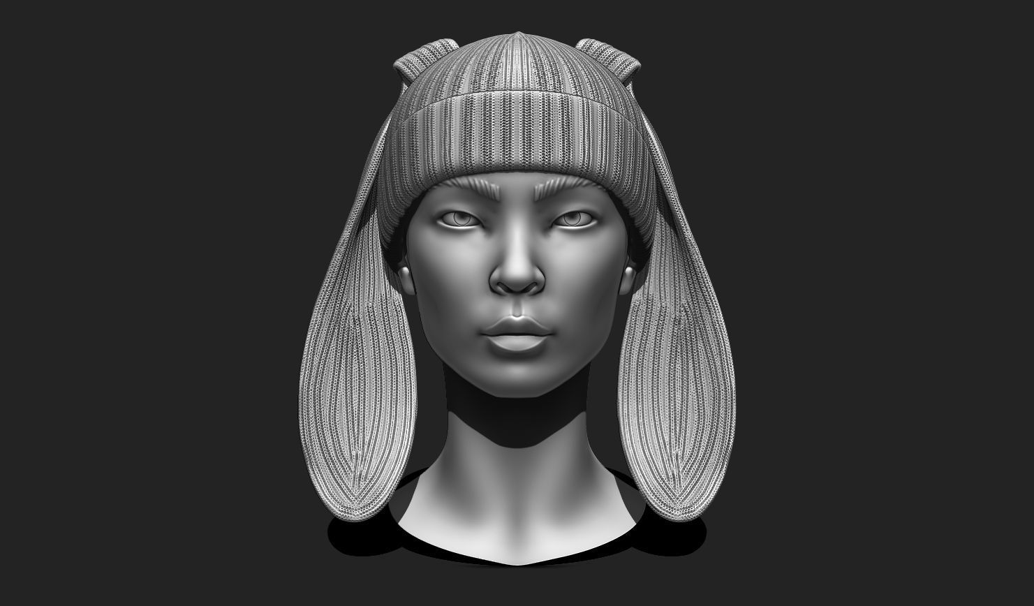 Rabbit Beanie Hat Cap - COMMERCIAL USE - WOLVES STUDIO Low-poly 3D model_2