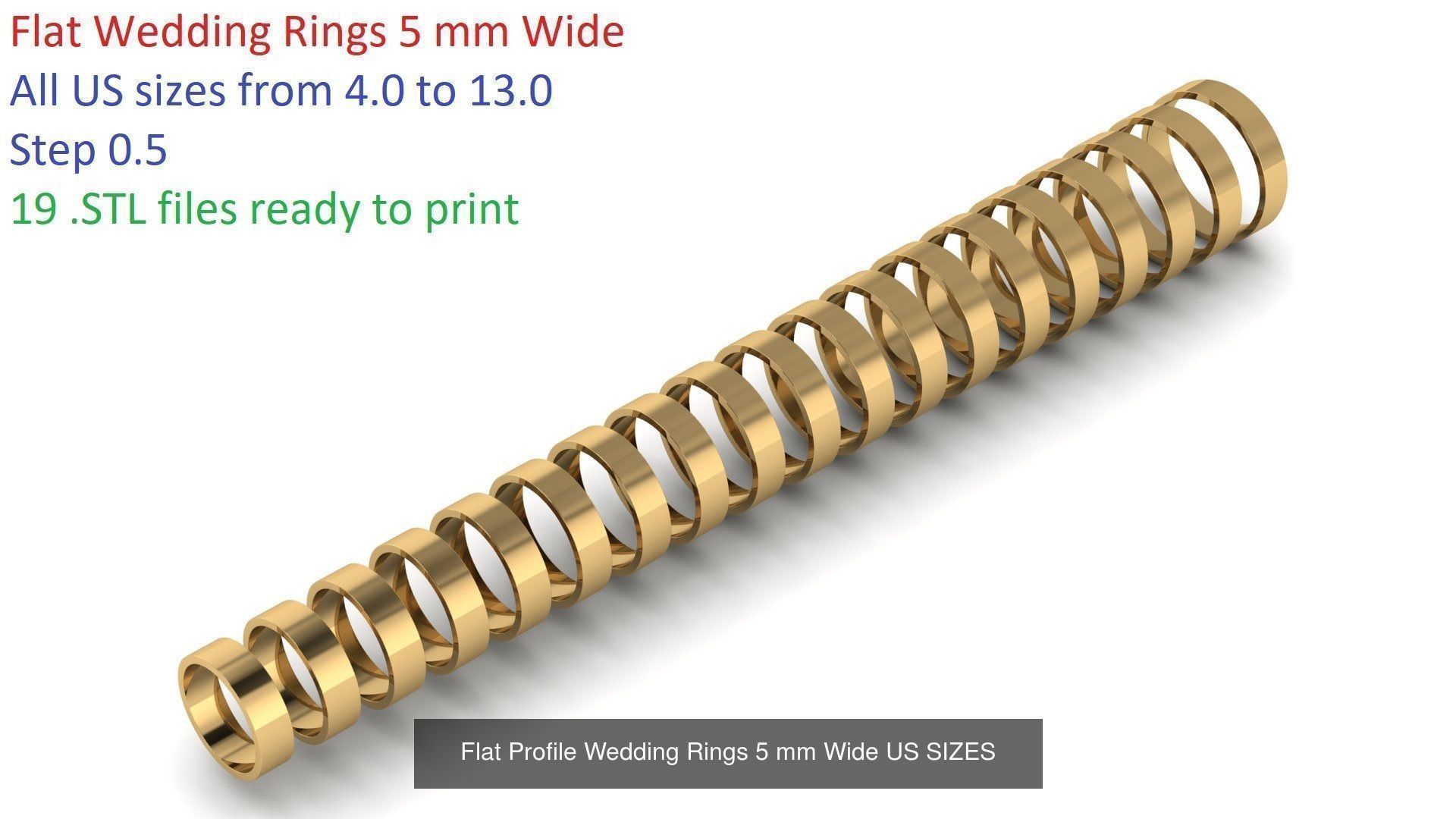 Flat Wedding Band Rings Collection US Sizes _4