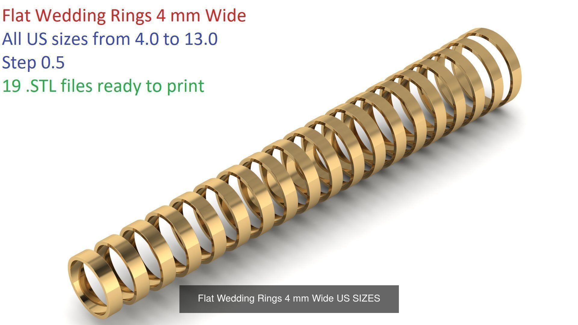 Flat Wedding Band Rings Collection US Sizes _3