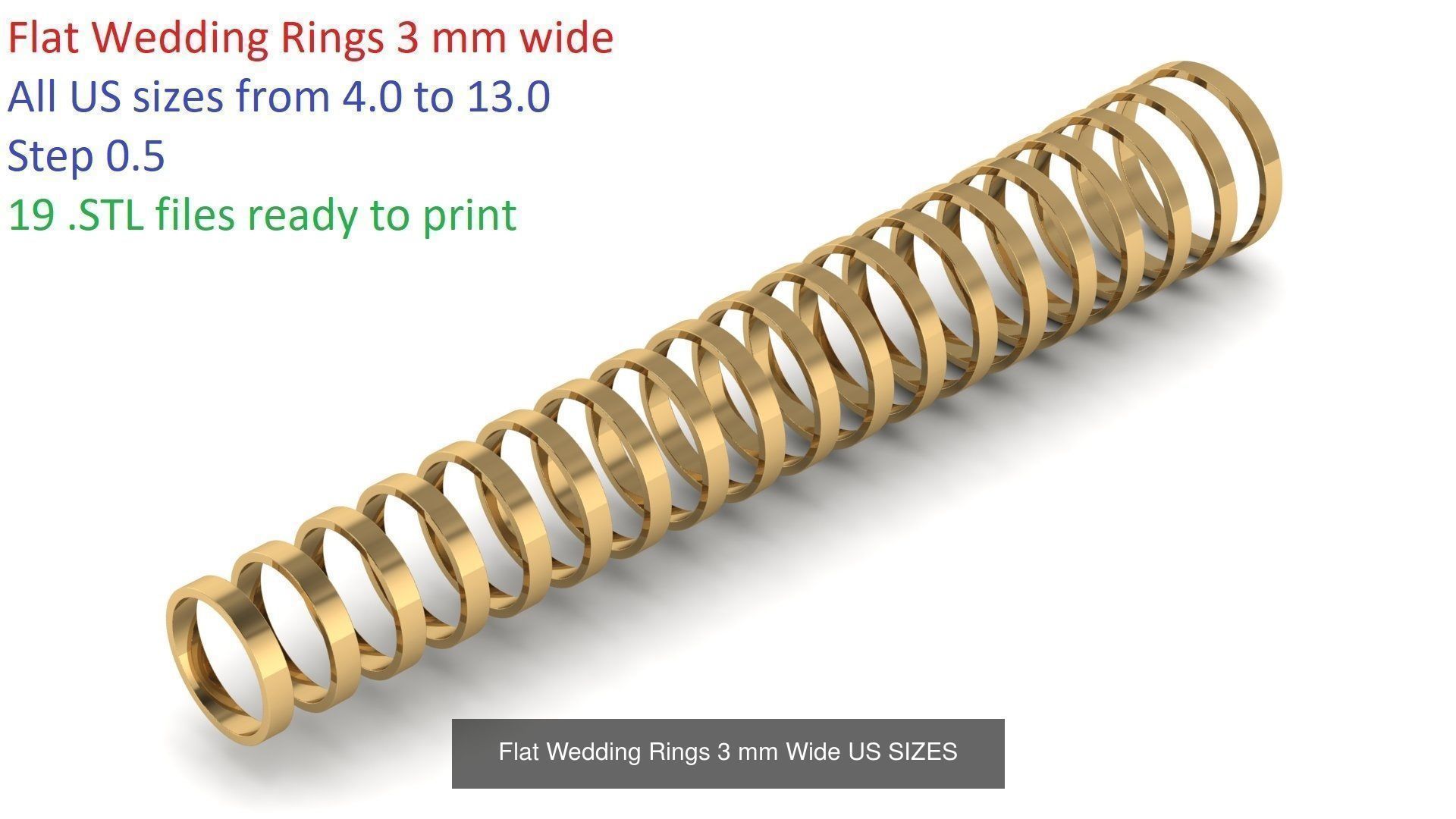 Flat Wedding Band Rings Collection US Sizes _2