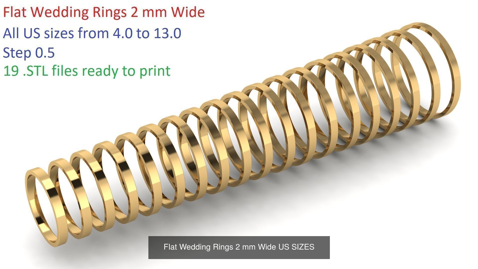 Flat Wedding Band Rings Collection US Sizes _1