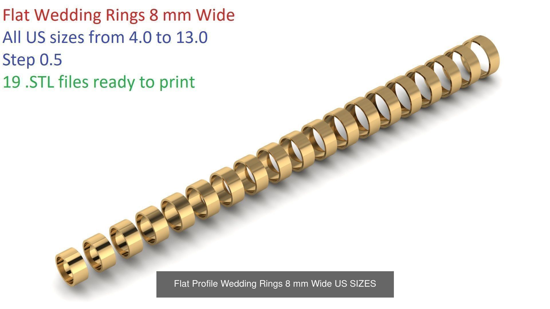 Flat Wedding Band Rings Collection US Sizes _7