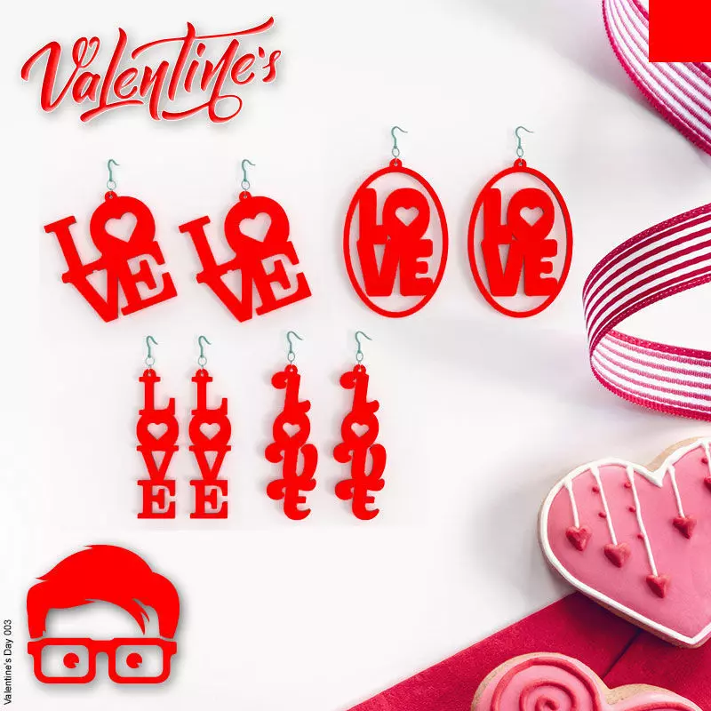 Valentine Earrings unique gift for your loved one by AM-MEDIA 3D print model_0