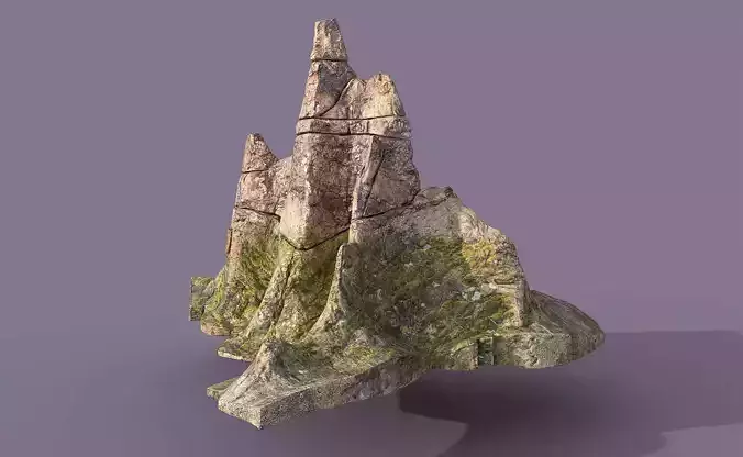 Low Poly Mossy Peak Low-poly 3D model