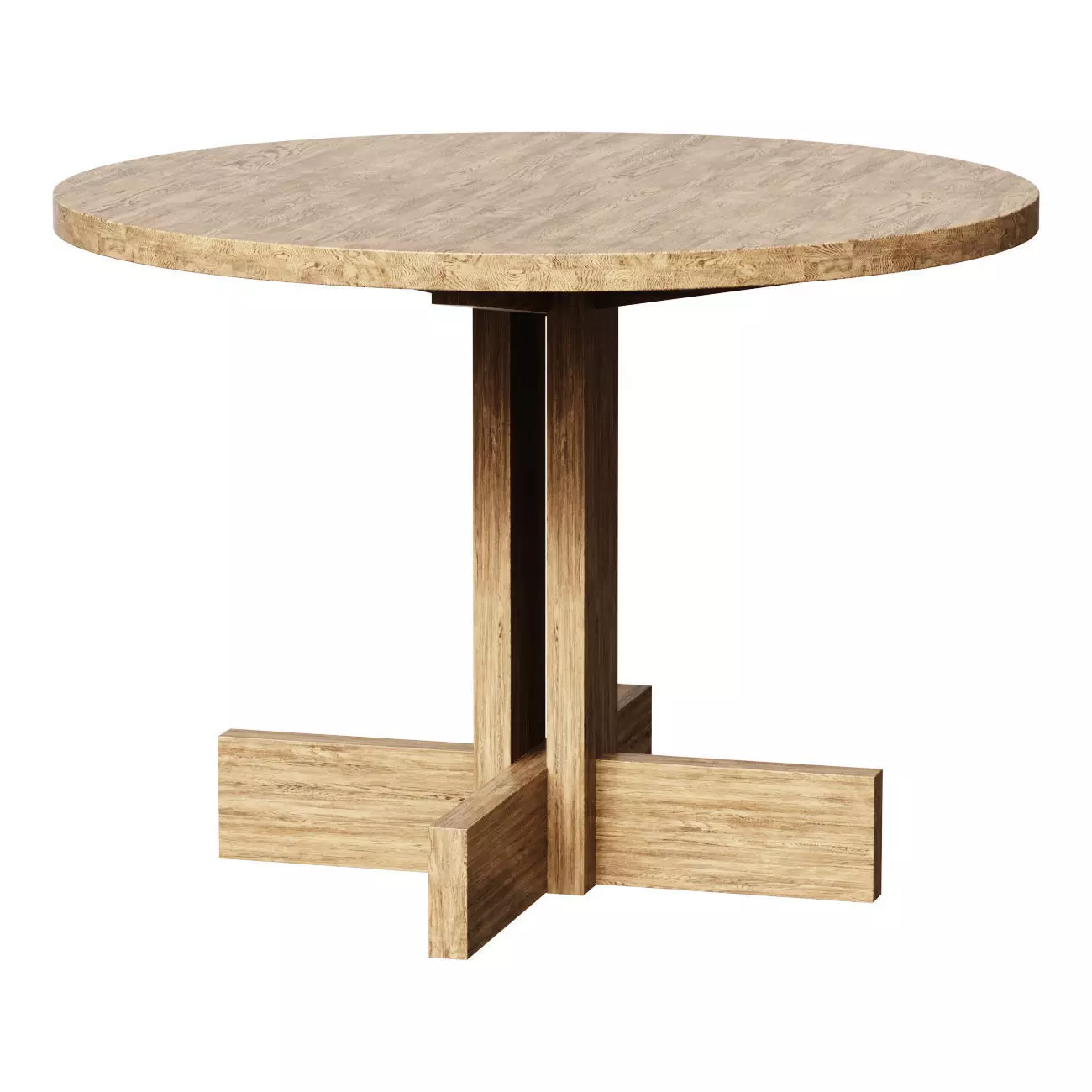 001 Round Dining Table  Oiled Pine 3D model_0