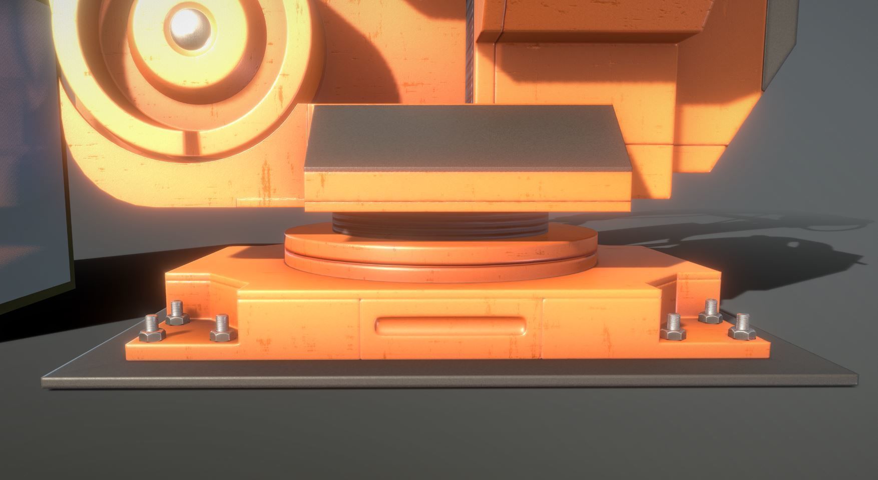 Rigged Industrial Robot Arm Orange Version Low-poly 3D model_28