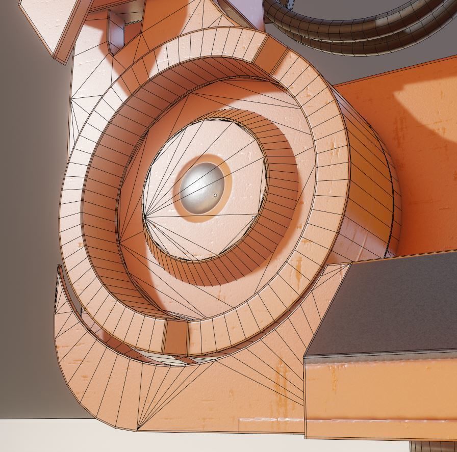 Rigged Industrial Robot Arm Orange Version Low-poly 3D model_16