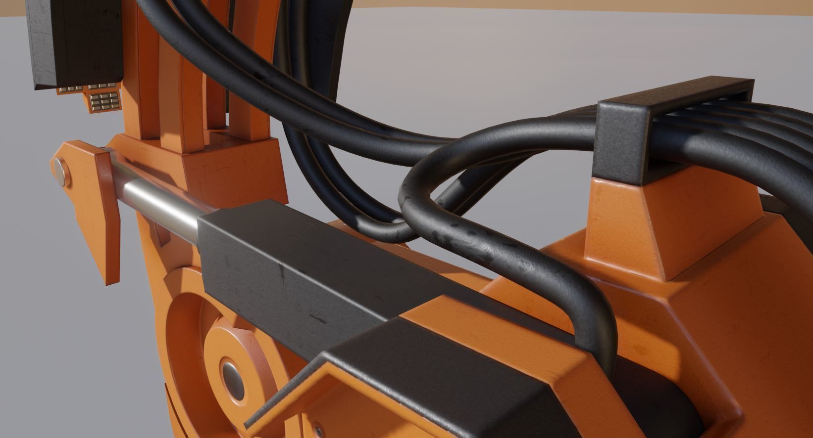 Rigged Industrial Robot Arm Orange Version Low-poly 3D model_25