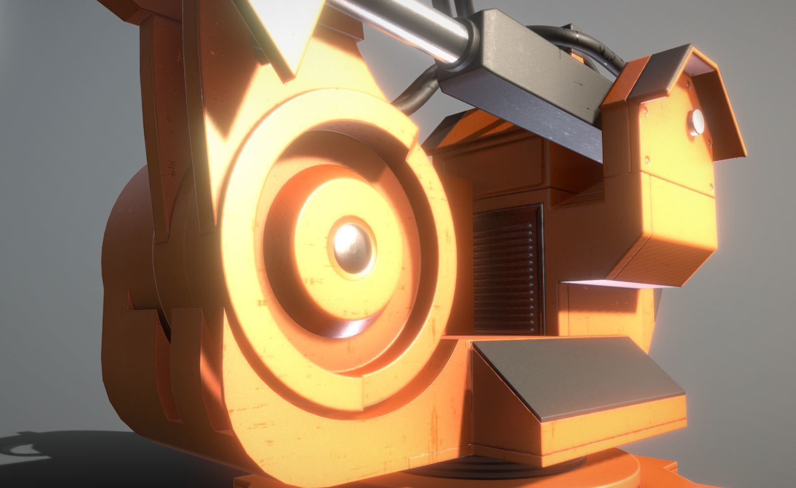 Rigged Industrial Robot Arm Orange Version Low-poly 3D model_37