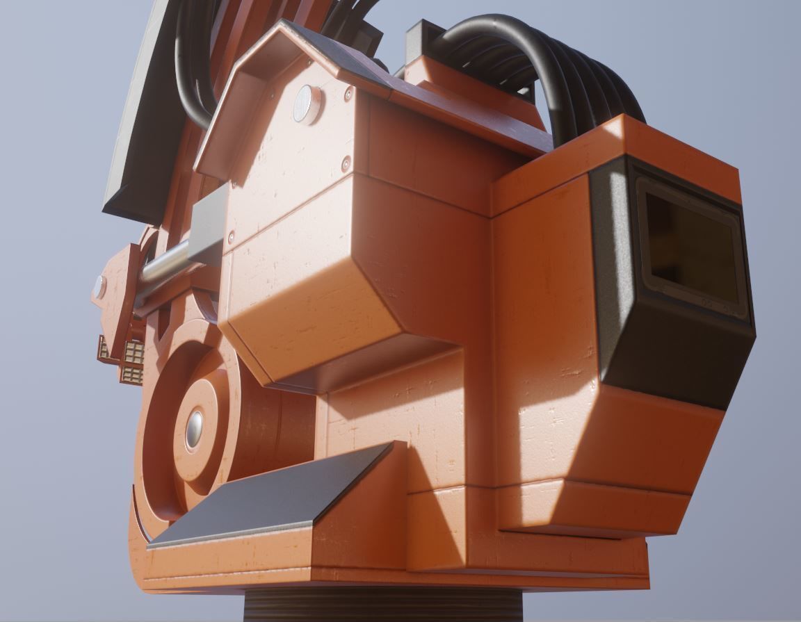 Rigged Industrial Robot Arm Orange Version Low-poly 3D model_8