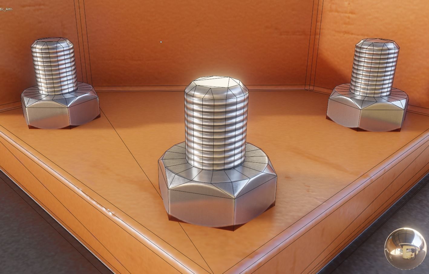 Rigged Industrial Robot Arm Orange Version Low-poly 3D model_17