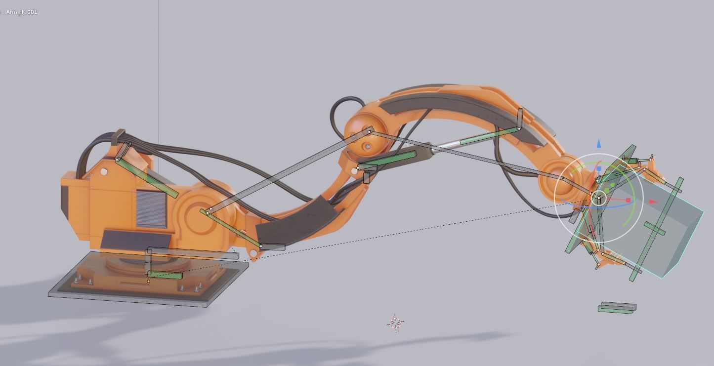 Rigged Industrial Robot Arm Orange Version Low-poly 3D model_13