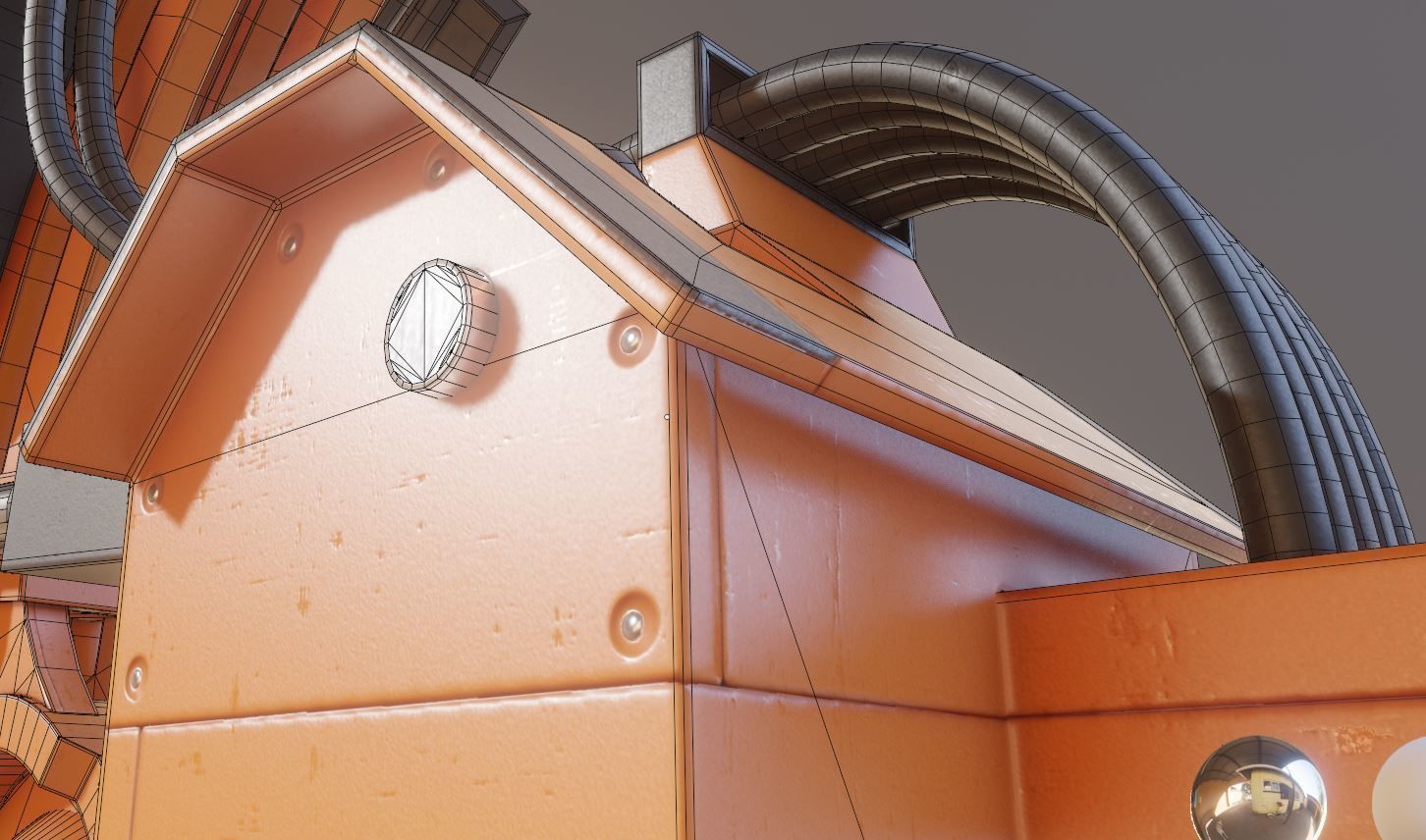 Rigged Industrial Robot Arm Orange Version Low-poly 3D model_22