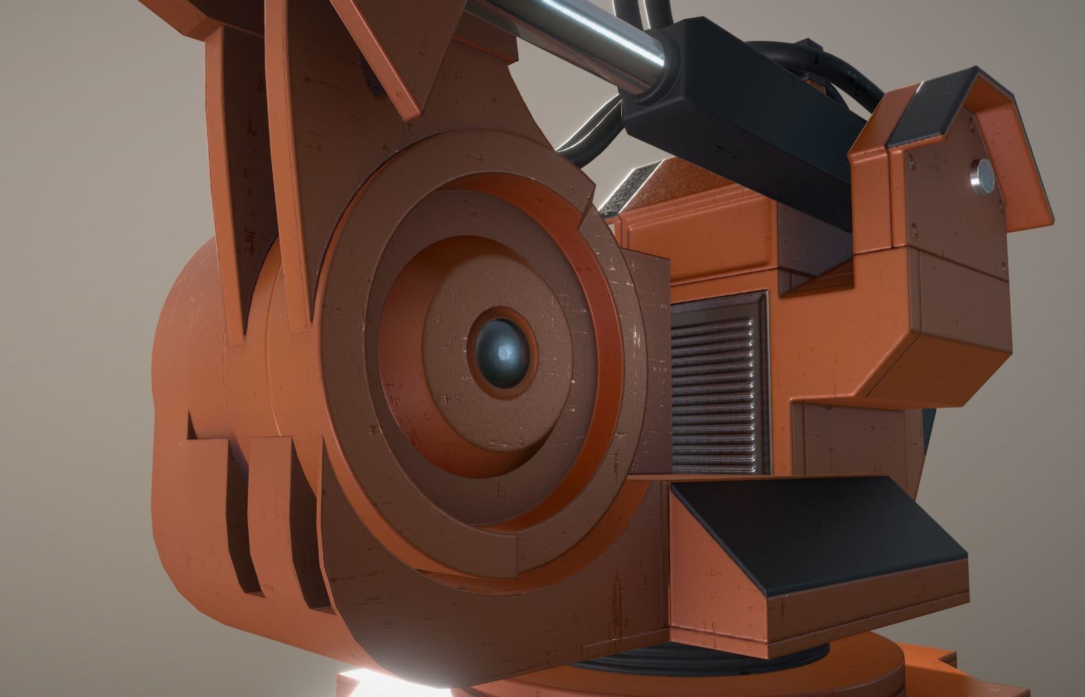 Rigged Industrial Robot Arm Orange Version Low-poly 3D model_29