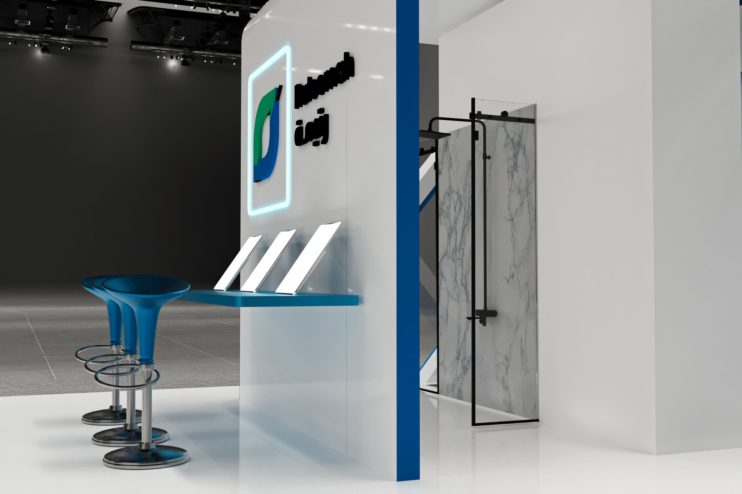 Mezzanine Exhibition booth 15x6 3D model_1