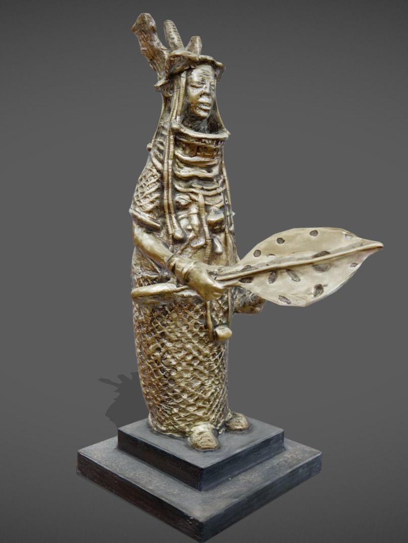 Oba Akenzua Bronze Statue Low-poly 3D model_4