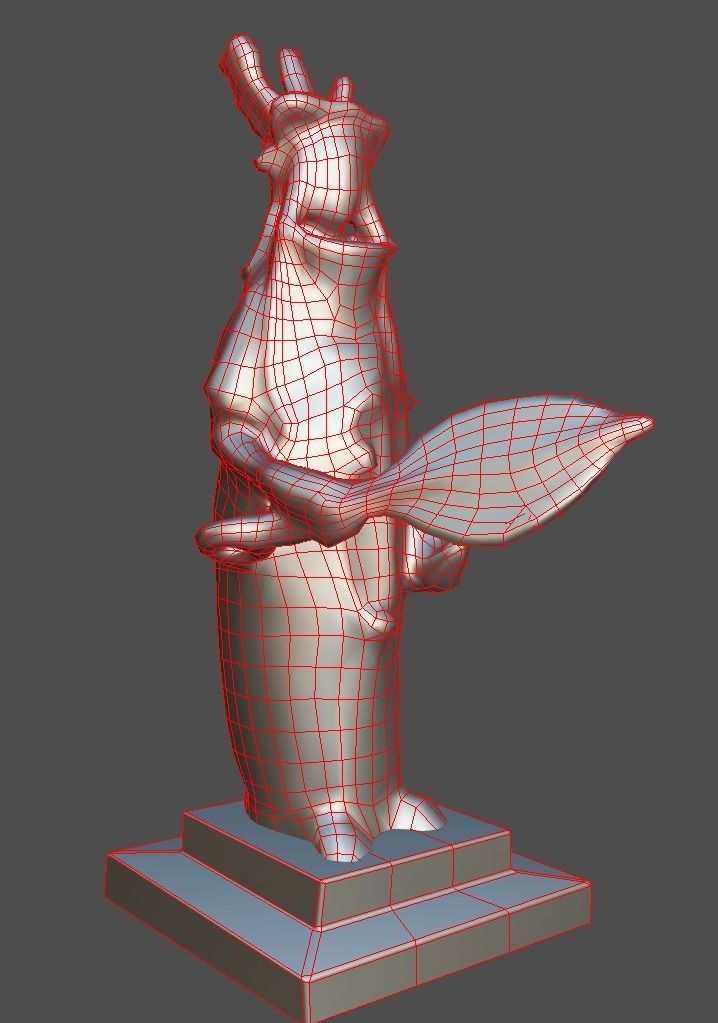 Oba Akenzua Bronze Statue Low-poly 3D model_5