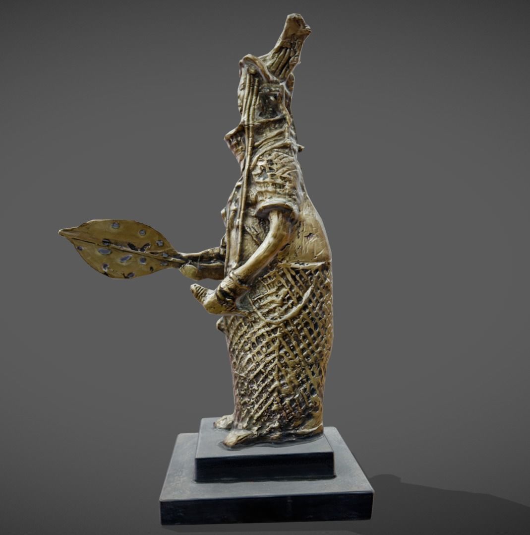 Oba Akenzua Bronze Statue Low-poly 3D model_2