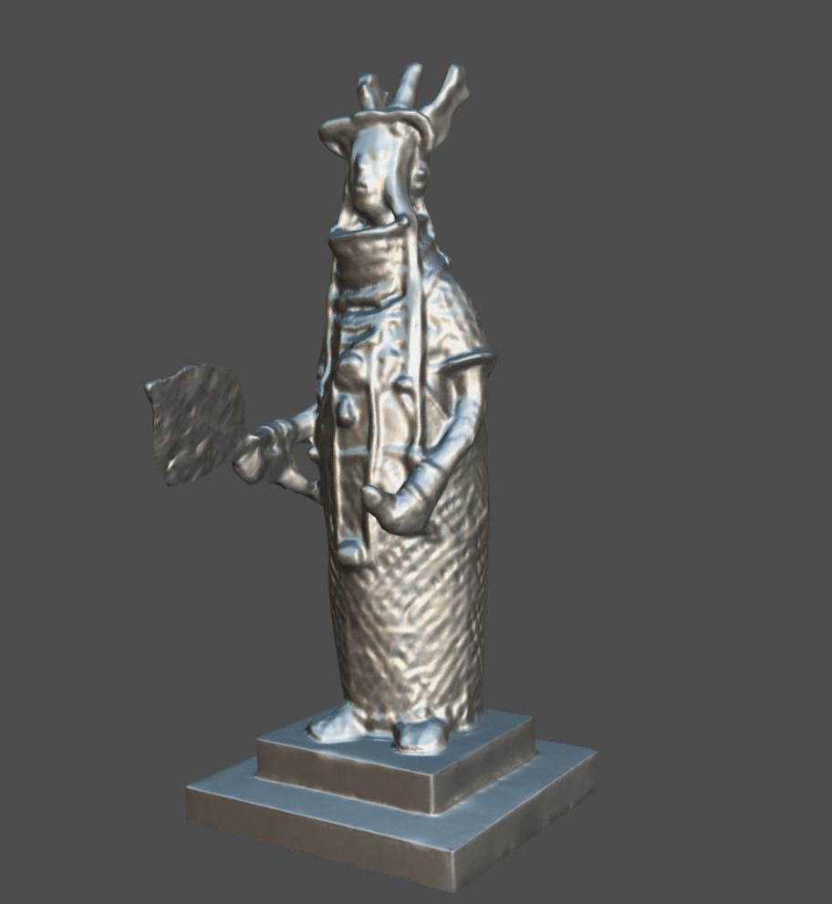 Oba Akenzua Bronze Statue Low-poly 3D model_6