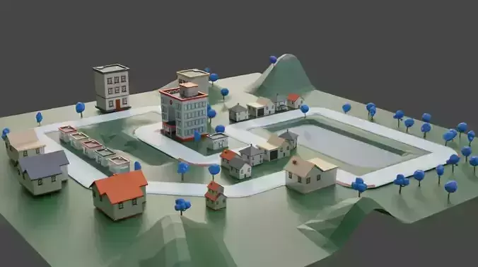 Low Poly Race Track For Racing Game Low-poly 3D model